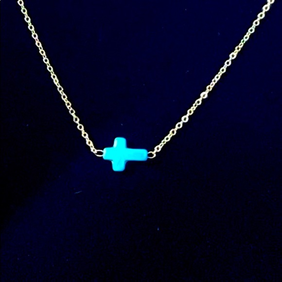 Turquoise Cross Set, Hand made, gold plated - Picture 9 of 12